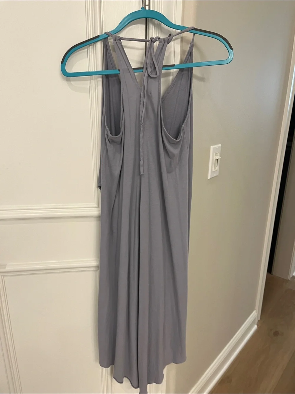 Sleeveless High-Low Halter Dress in Light Gray - Picture 2 of 3